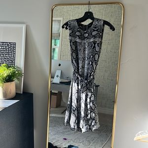 Proenza Schouler Black and White Snake Print Midi Dress